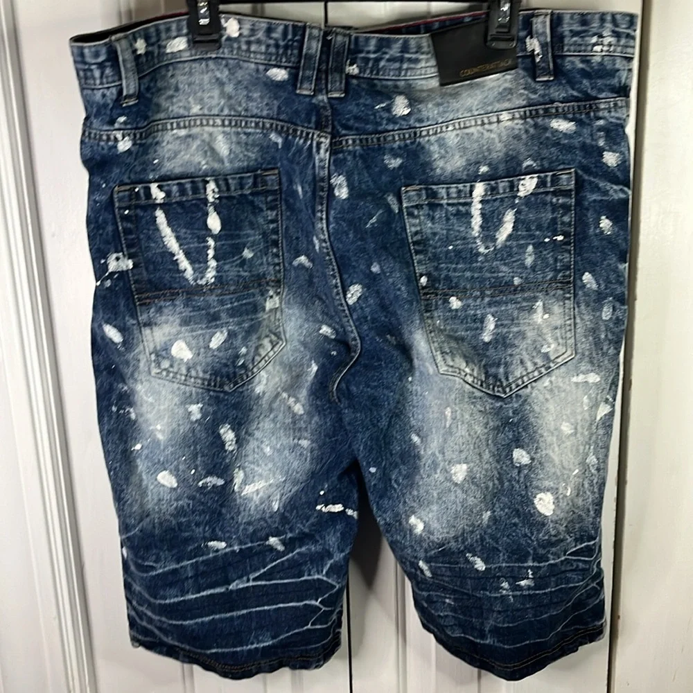 men’s Counterattack Distressed Blue Denim Shorts painted SZ 44x 13 - Picture 3 of 4
